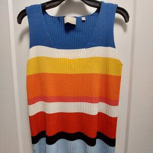 CYRUS Women's Color Block Sleeveless Ribbed Knit Tank Top - Multi-Colors Medium